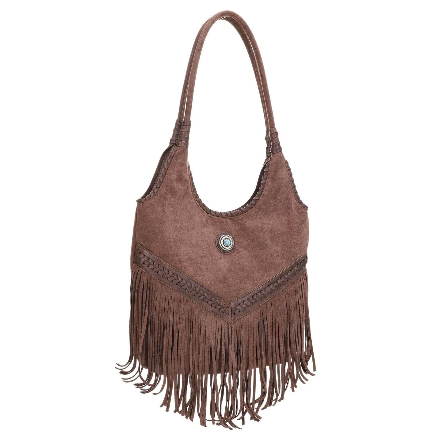 EJ60273SU Faux Suede Western Fringe Tote Bag: