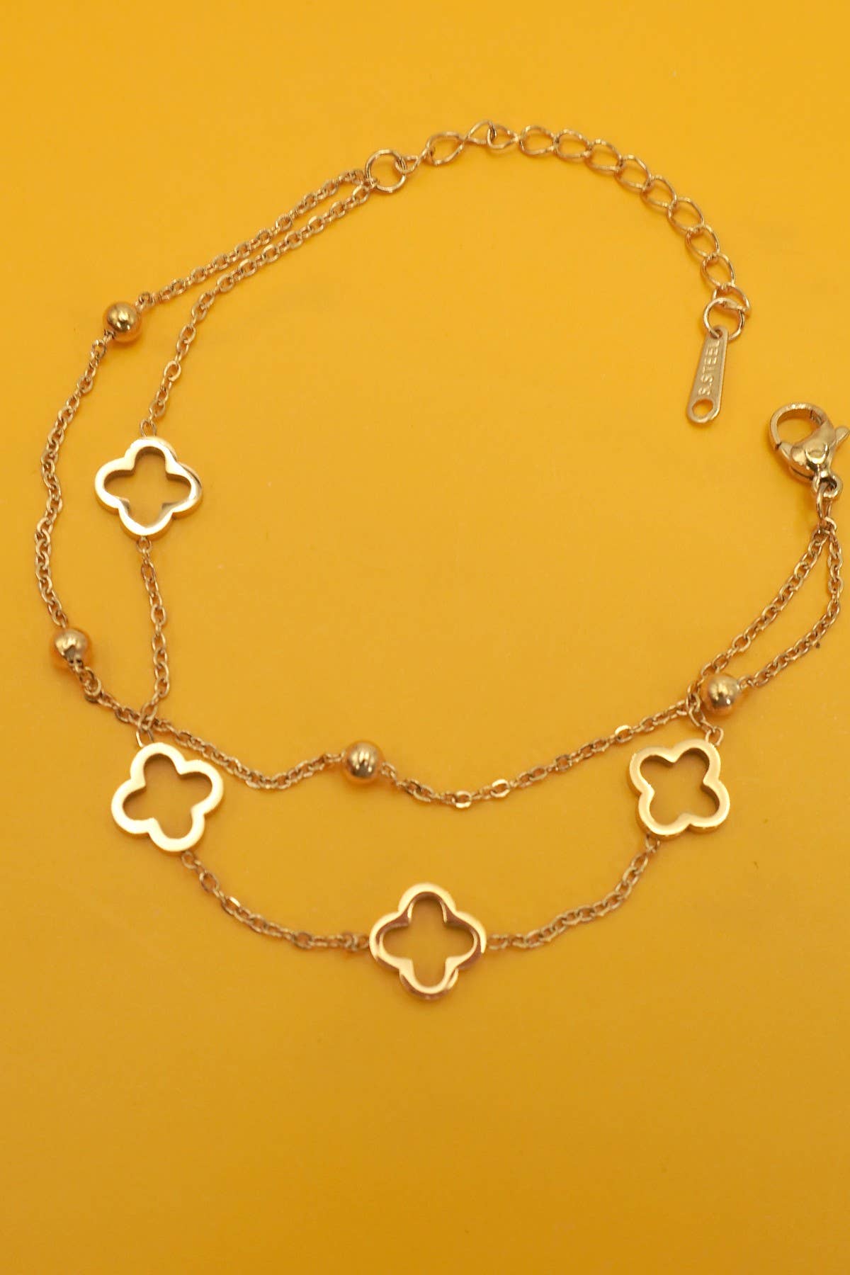 18K STAINLESS STEEL TARNISH FREE CLOVER BRACELET GOLD