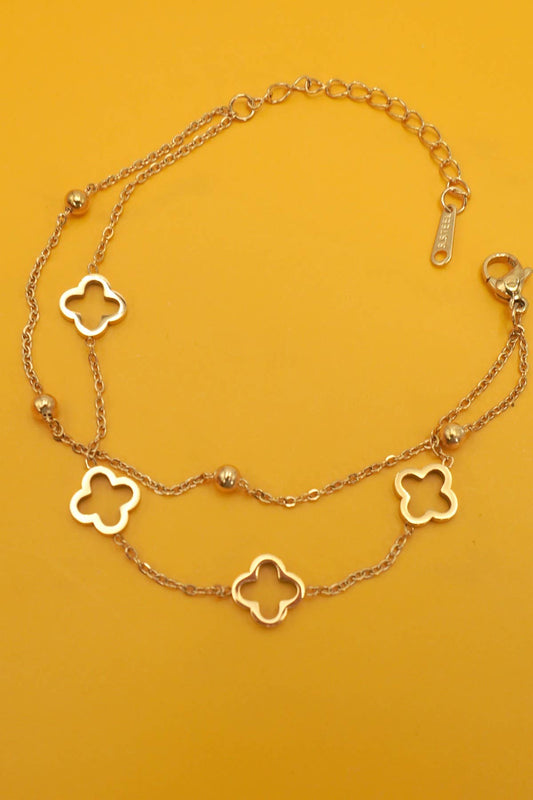 18K STAINLESS STEEL TARNISH FREE CLOVER BRACELET GOLD
