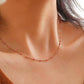 Pink Lady 18K PVD Gold Non-Tarnish Beaded Petite Chain Necklace: Rose