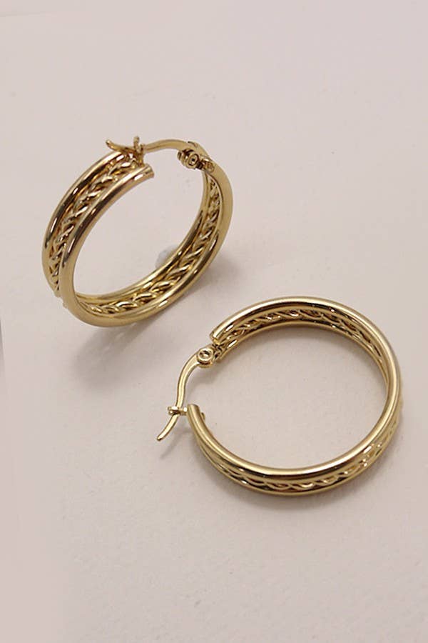 Kristy 18K STAINLESS STEEL WATERPROOF TARNISH FREE HOOPS Gold