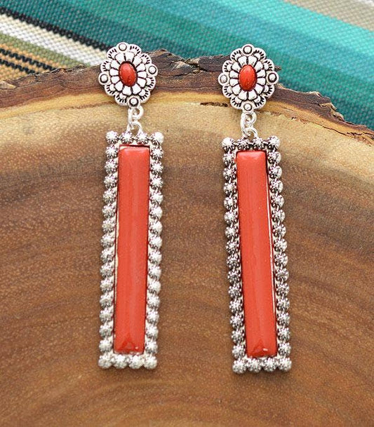 Coral Color Epoxy Drop Earrings: Coral