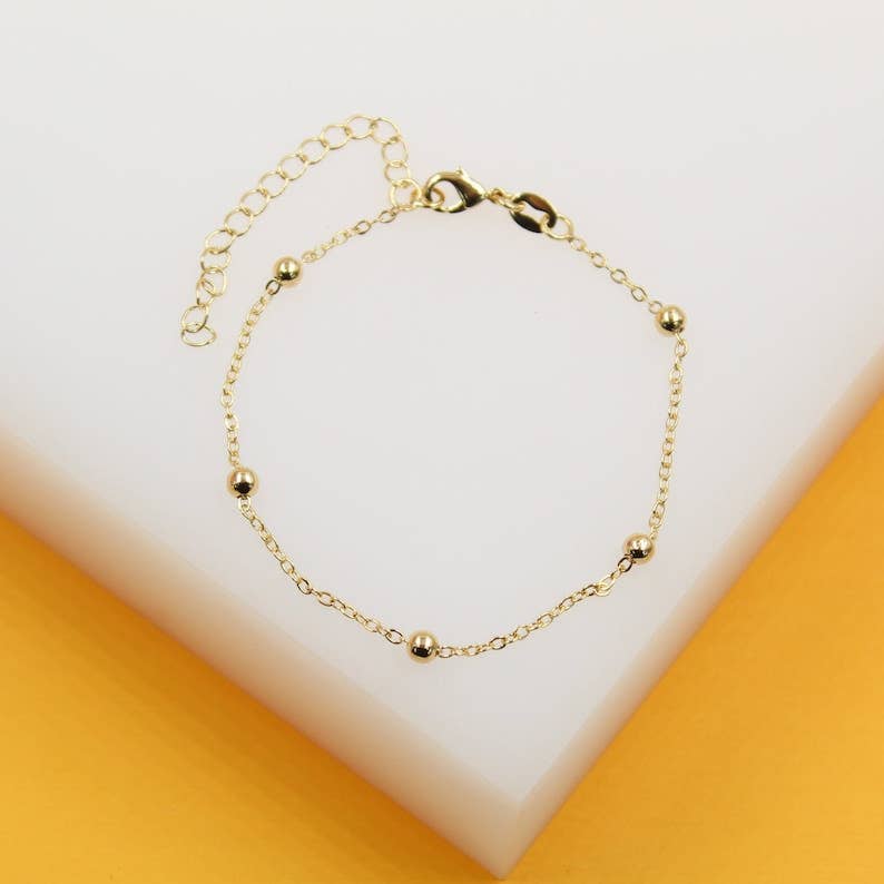 Genevieve 18K Gold Filled Beaded Cable Chain Necklace and Bracelet Set