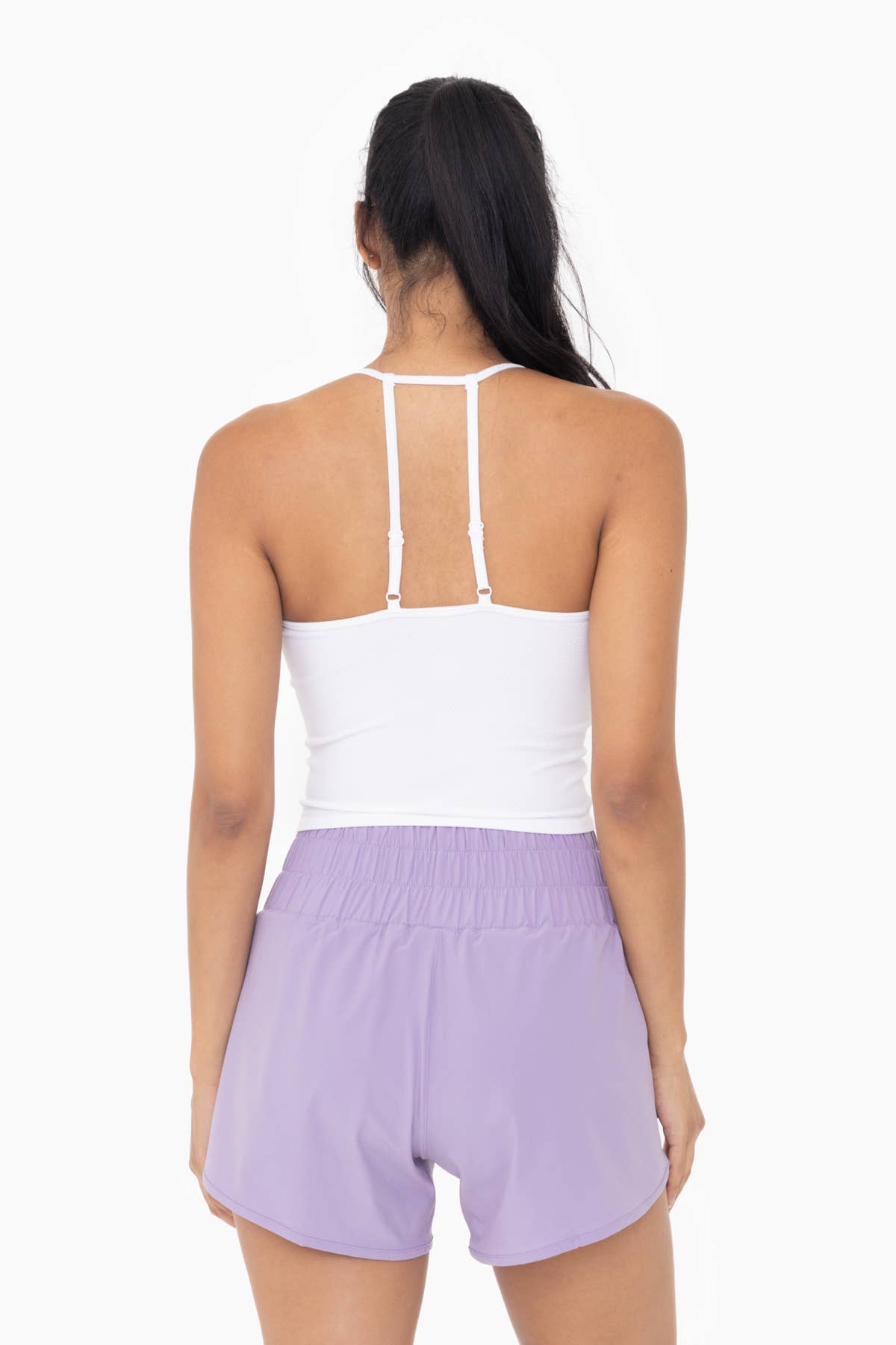 Seamless Ribbed T-Strap Tank Top: White (final sale)