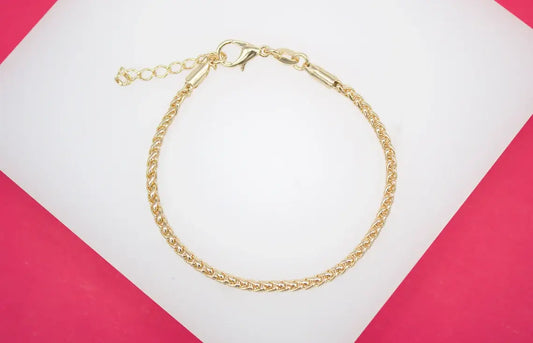 18K Gold Filled 2mm Wheat Bracelet 7Inches