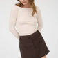 BOAT NECK LONG SLEEVE SOLID KNIT TOP: LIGHT KHAKI
