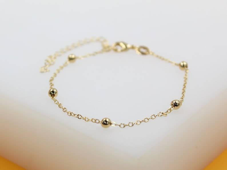 Genevieve 18K Gold Filled Beaded Cable Chain Necklace and Bracelet Set