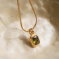 Maeve 18K PVD Non-Tarnish Green Square Stone Pendant: Green