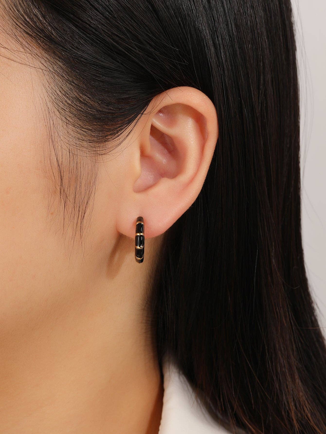 Enamel Gold Hoop Earrings for Women