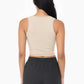 Seamless Ribbed V-Neck Crop Top: White / S:M:L