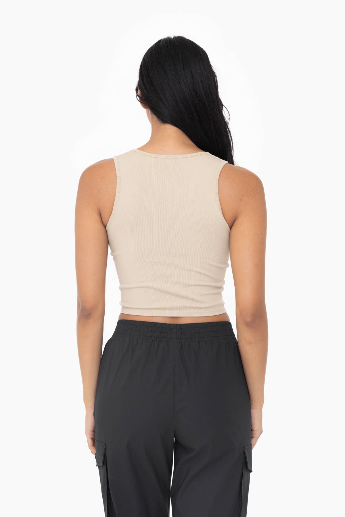 Seamless Ribbed V-Neck Crop Top: White / S:M:L