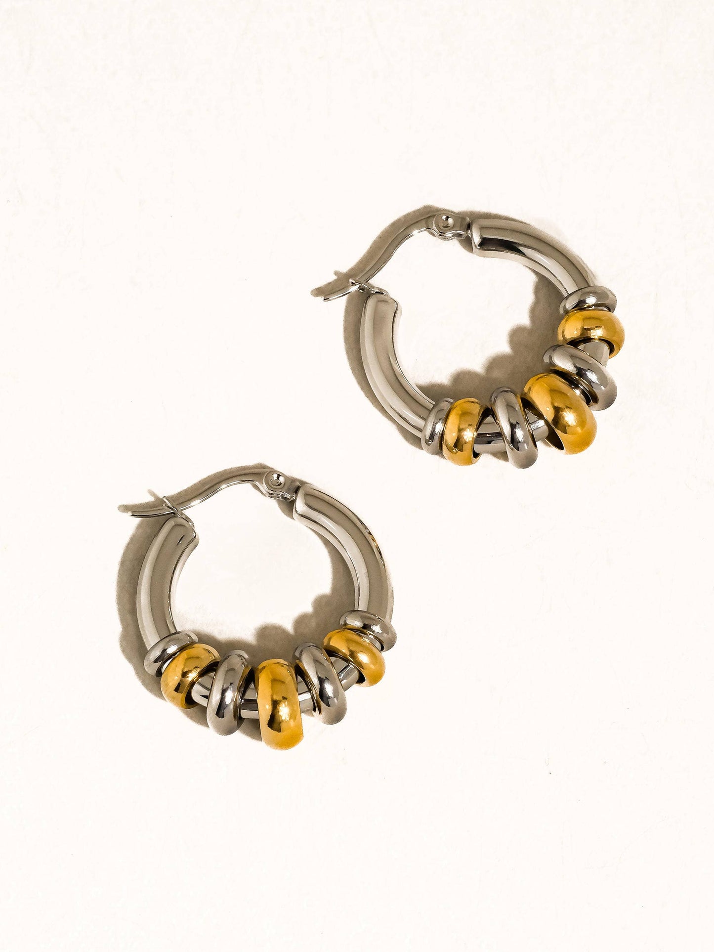 Novine 18K PVD Gold Non-Tarnish Two Tone Hoop Earring: Multi-Colored