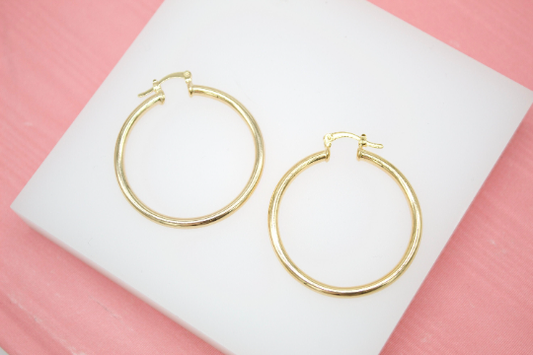 18K Gold Filled 3mm Slim Hoops LeverBack Hoop Earring