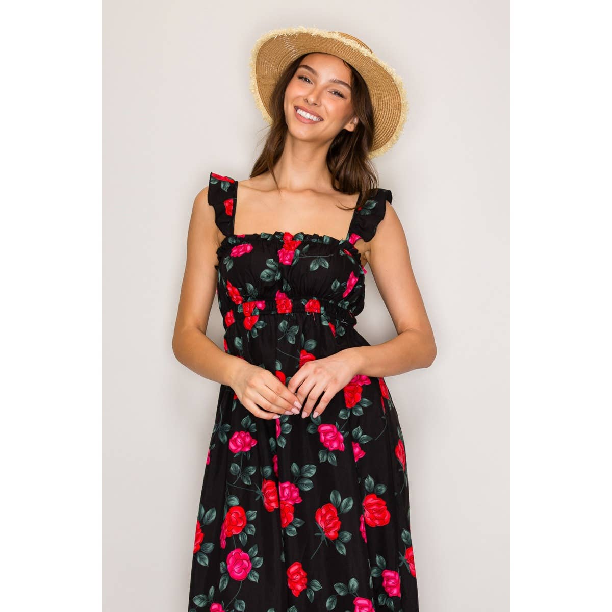Scarlet Rose Black Flutter Maxi