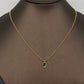 Small Square Green Glass Pendant Gold-plated Necklace