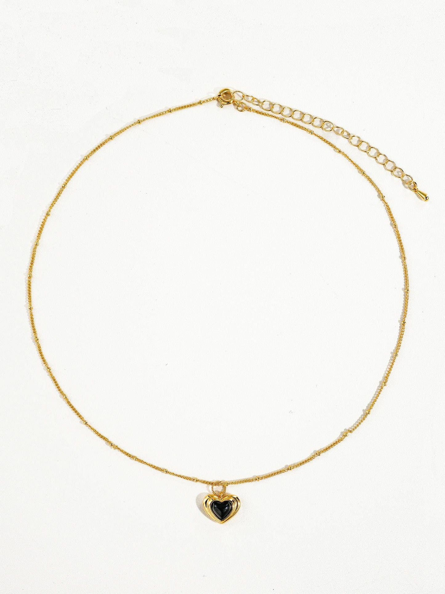 Girona 18K Gold Plated Petite Heart Necklace: Black