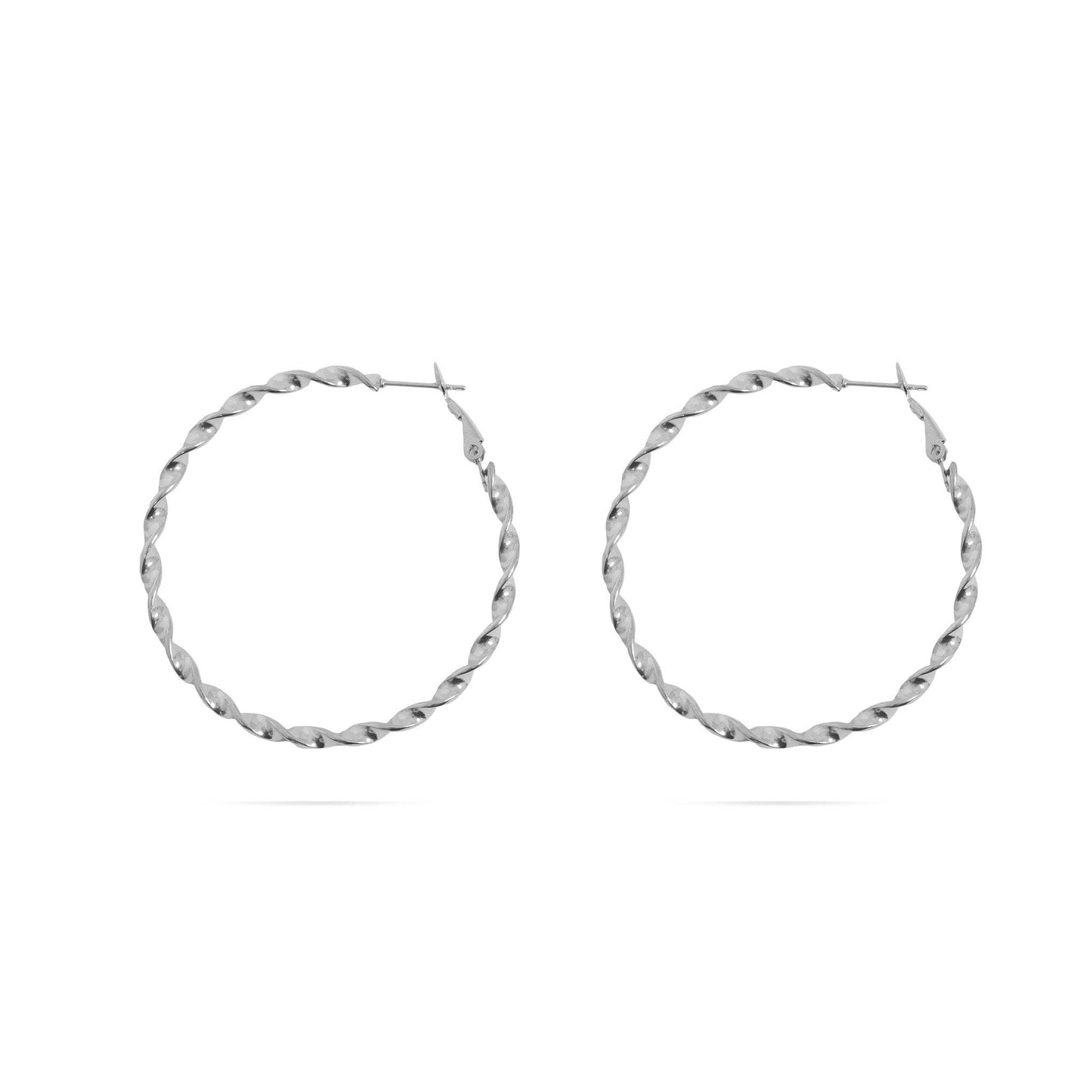 18K Gold PVD Stainless Steel Twist Hoop Earrings: Stainless / 30mm