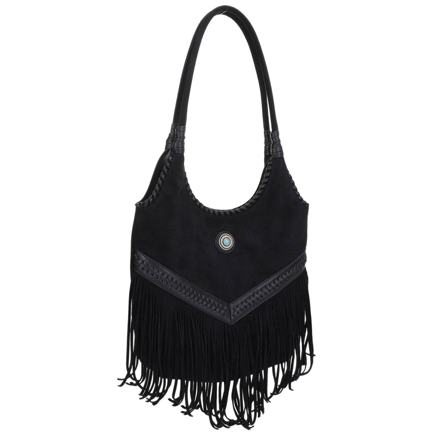 EJ60273SU Faux Suede Western Fringe Tote Bag: