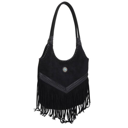 EJ60273SU Faux Suede Western Fringe Tote Bag: