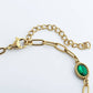 Paperclip Emerald Stone Station Bracelet: Gold