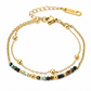 14K Gold Double Layer Beaded Boho Chain Bracelet