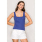 Ribbed Square Neck Double Layer Tank Top