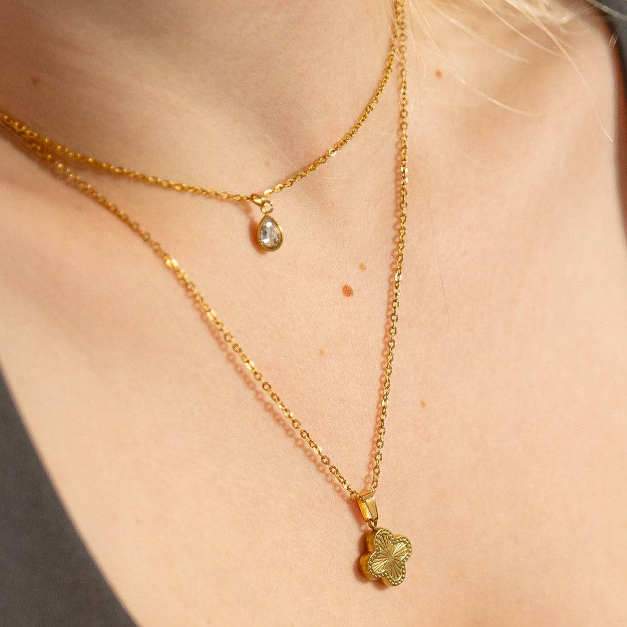 18K Gold PVD Teardrop Birthstone Charm: January-December