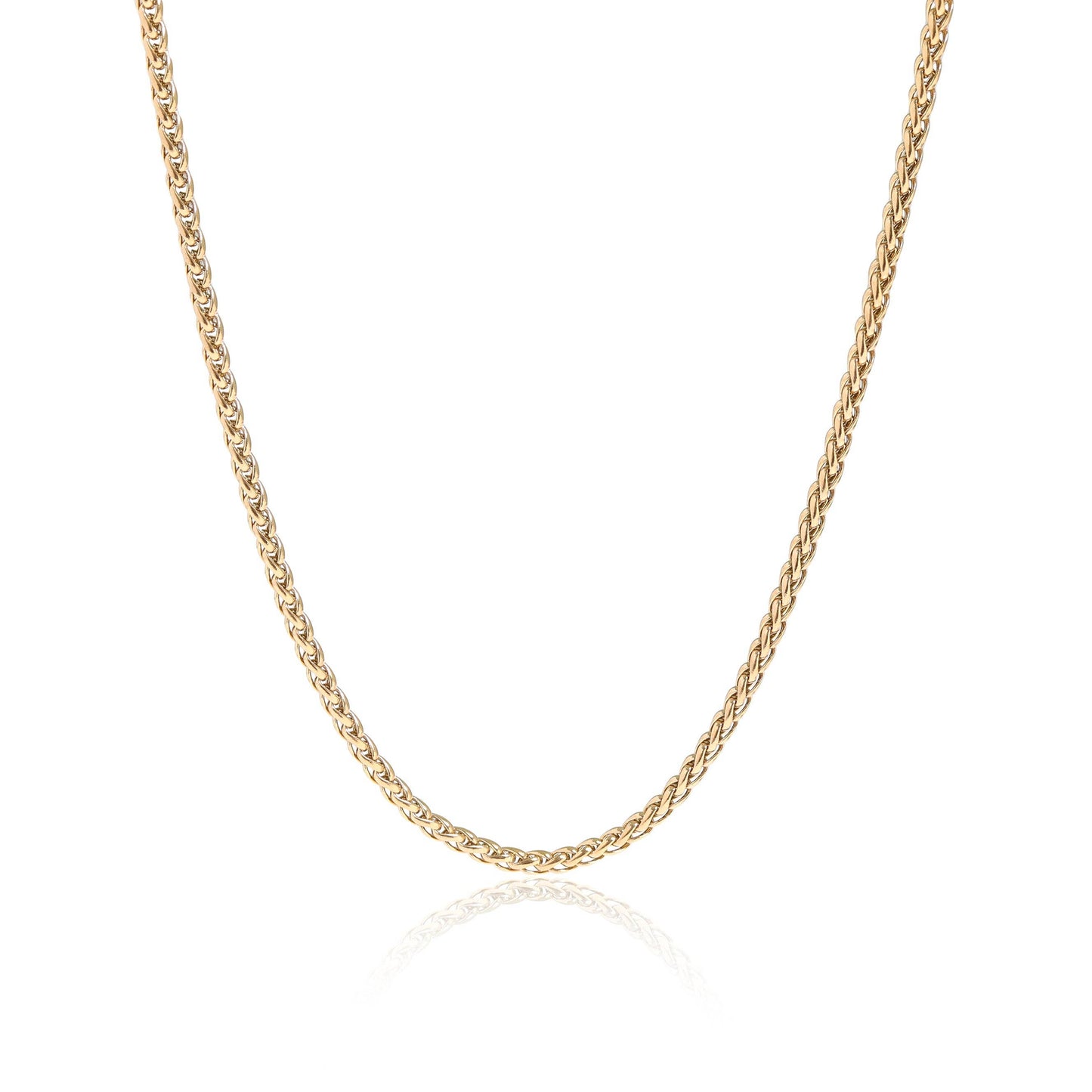 Stainless Steel Gold Wheat Chain Necklace: Gold / 20"