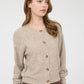 RIBBED TRIM BUTTON DOWN LONG SLEEVE KNIT CARDIGAN