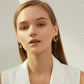 Vintage Gold Textured Sunburst Black Oval Stud Earrings