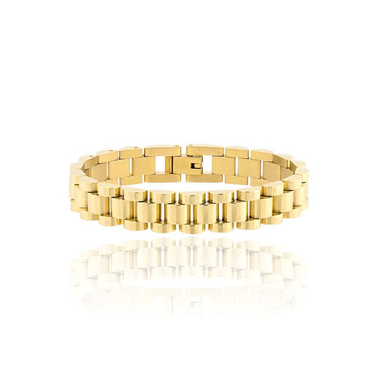 18k Gold Filled Strap Link Bracelet: Gold / 16 cm (Women)
