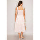 Seraphina Tiered Printed Woven Lined Midi Dress Ivory/Pink