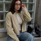 CONTRAST CORDUROY COLLAR ZIPUP JACKET