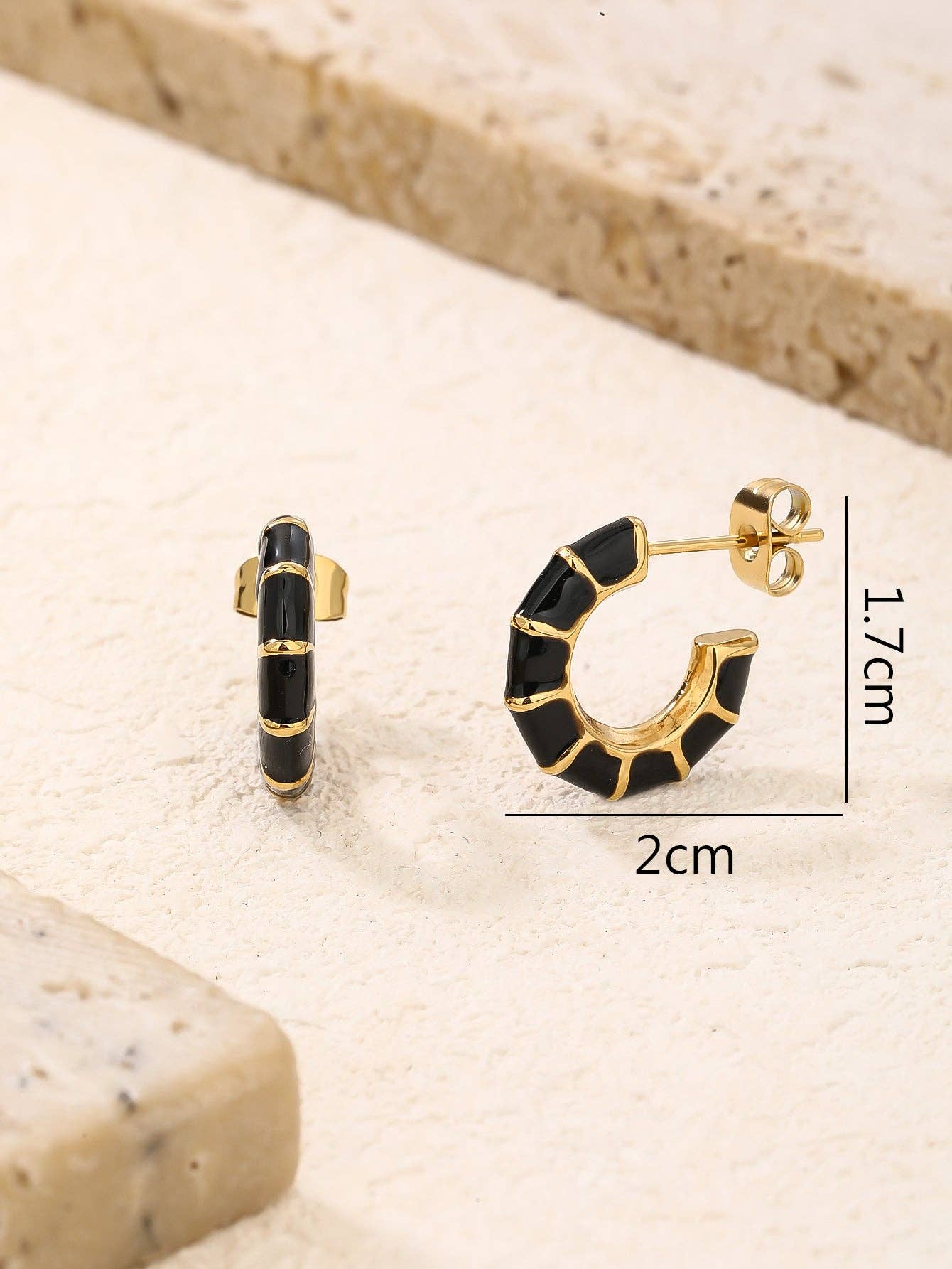 Enamel Gold Hoop Earrings for Women
