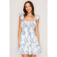 Flutter Strap Sweetheart Woven Mini Dress: Audrey Toile