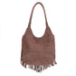 EJ60273SU Faux Suede Western Fringe Tote Bag: