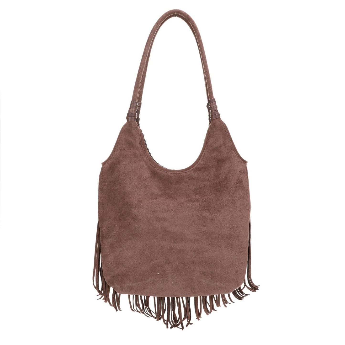 EJ60273SU Faux Suede Western Fringe Tote Bag: