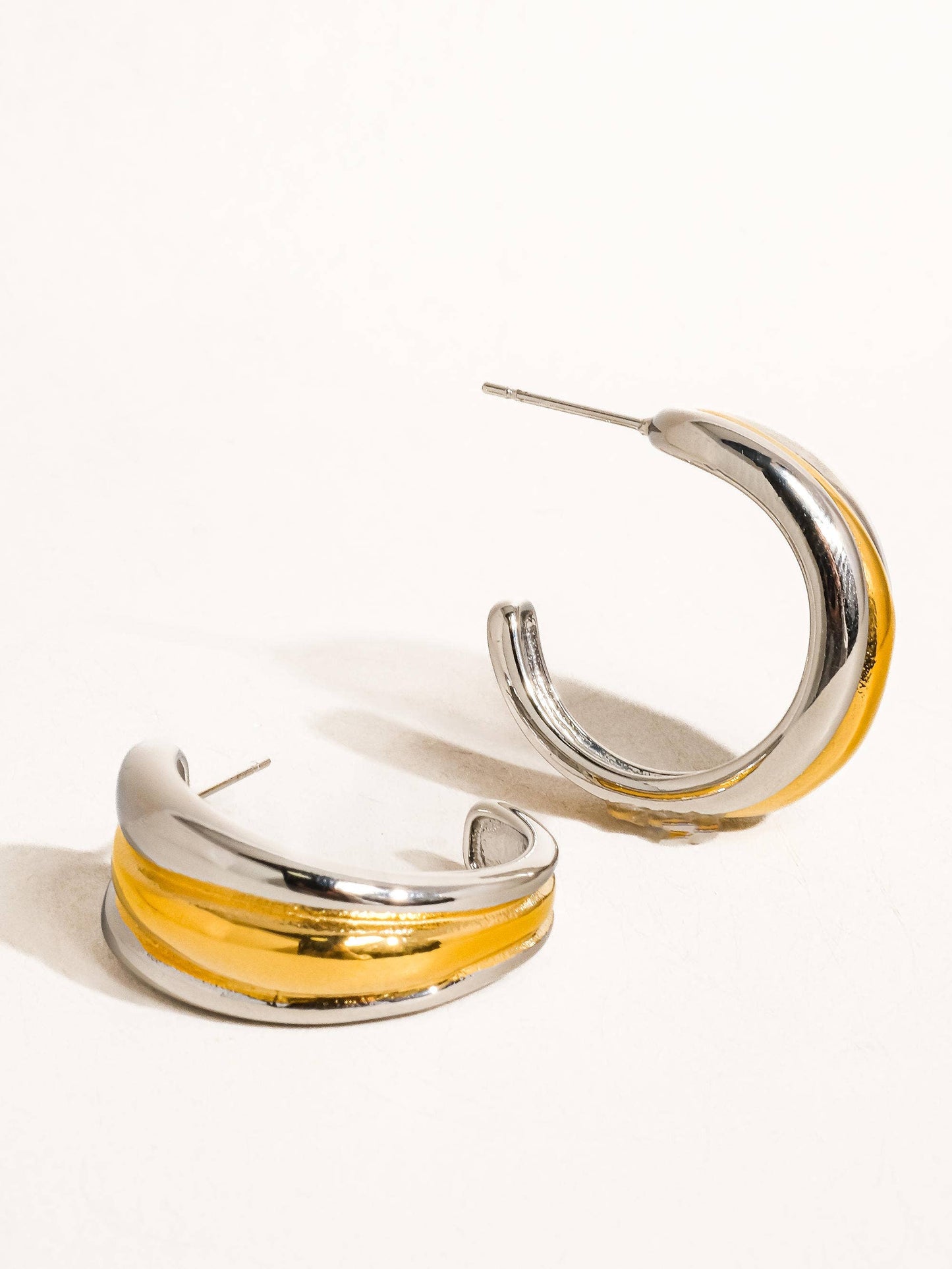 Lazare 18K Non-Tarnish Multi C Hoop Earring: Multi-Colored