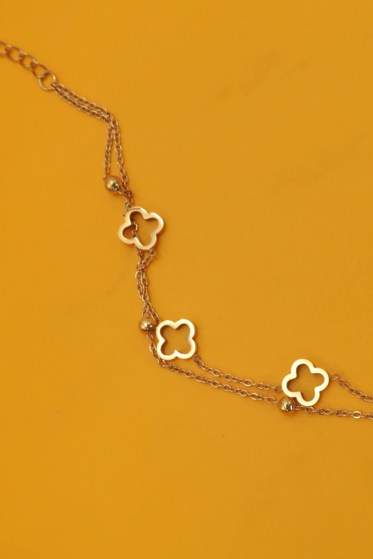 18K STAINLESS STEEL TARNISH FREE CLOVER BRACELET GOLD