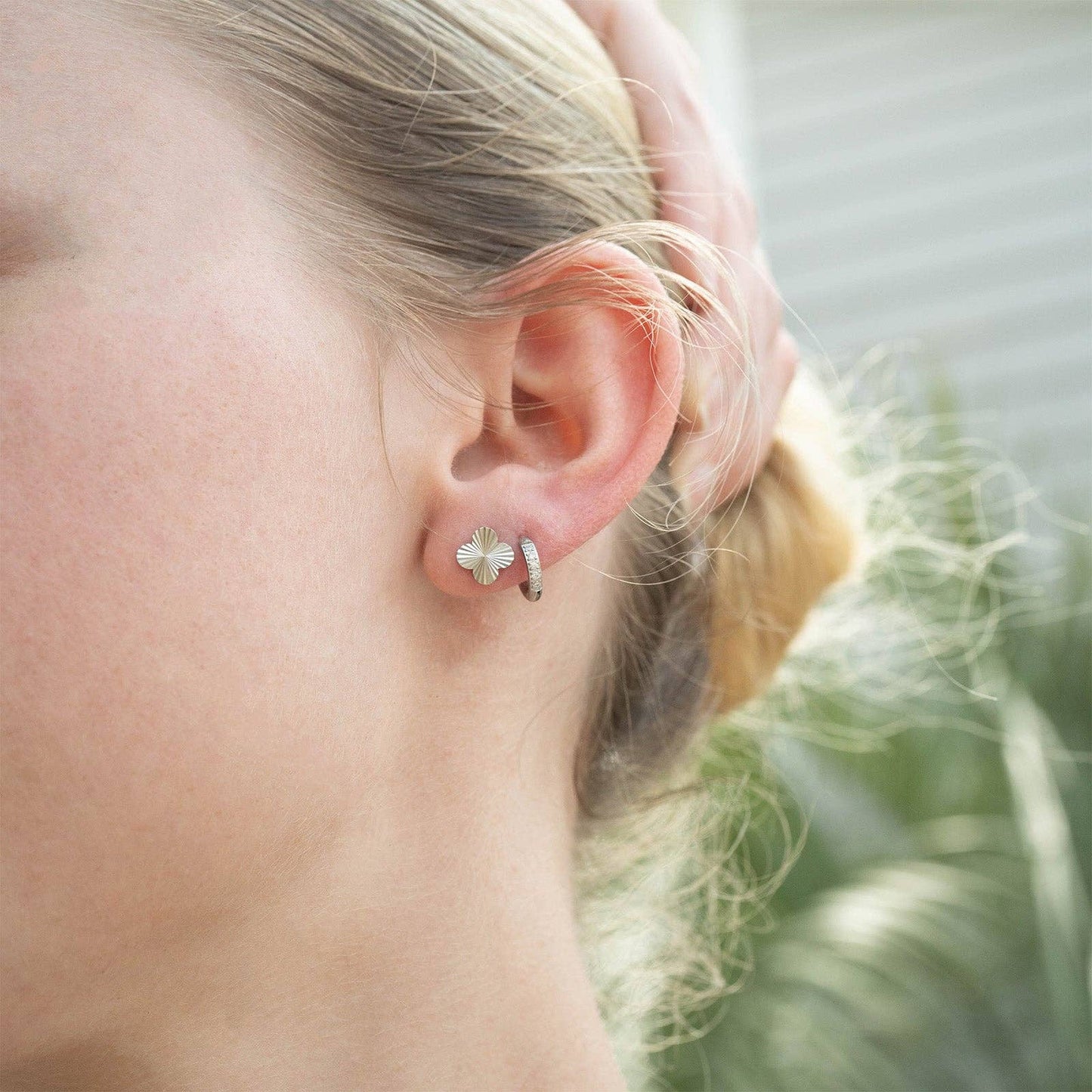 18K Gold PVD Stainless Steel Clover Stud Earrings