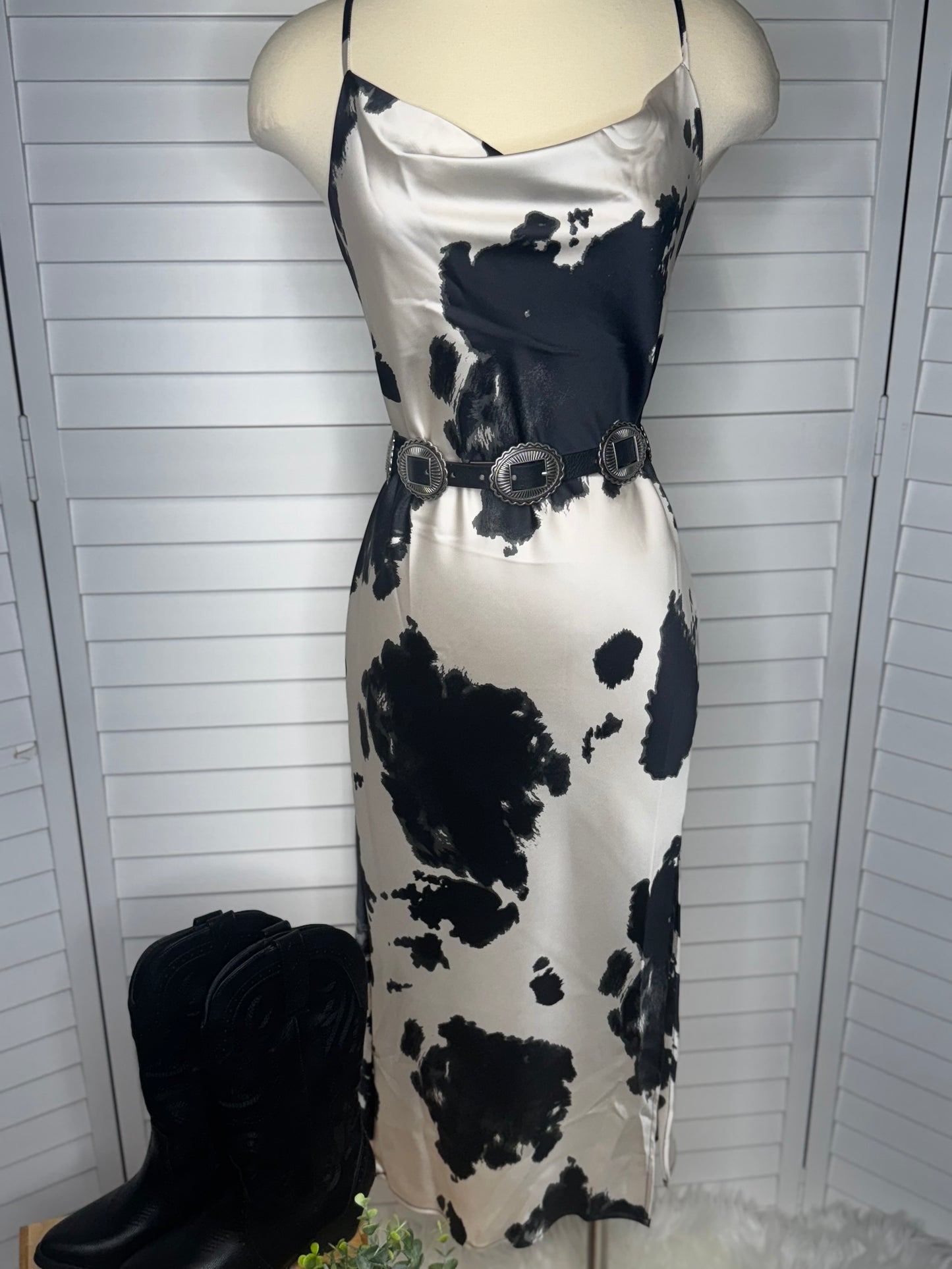 Cow Print Slip Dress