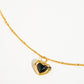 Girona 18K Gold Plated Petite Heart Necklace: Black
