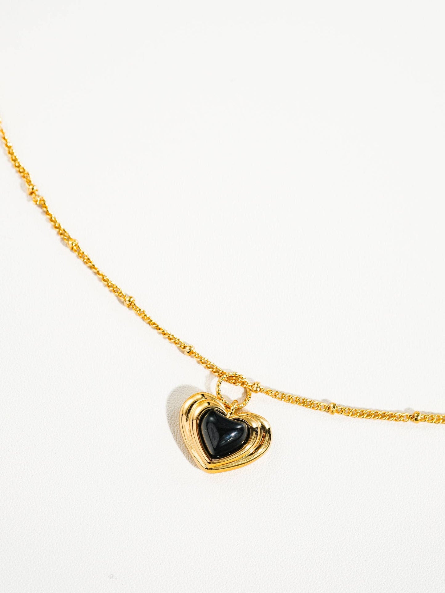 Girona 18K Gold Plated Petite Heart Necklace: Black