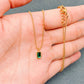Small Square Green Glass Pendant Gold-plated Necklace