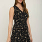 FLORAL LACE-TRIM BUTTON DOWN SLEEVELESS BLOUSE: BLACK MULTI