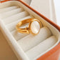 Jade Non-Tarnish Classic Shell Stone Ring: Yellow Gold