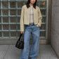 CONTRAST CORDUROY COLLAR ZIPUP JACKET