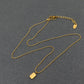 Small Square Green Glass Pendant Gold-plated Necklace