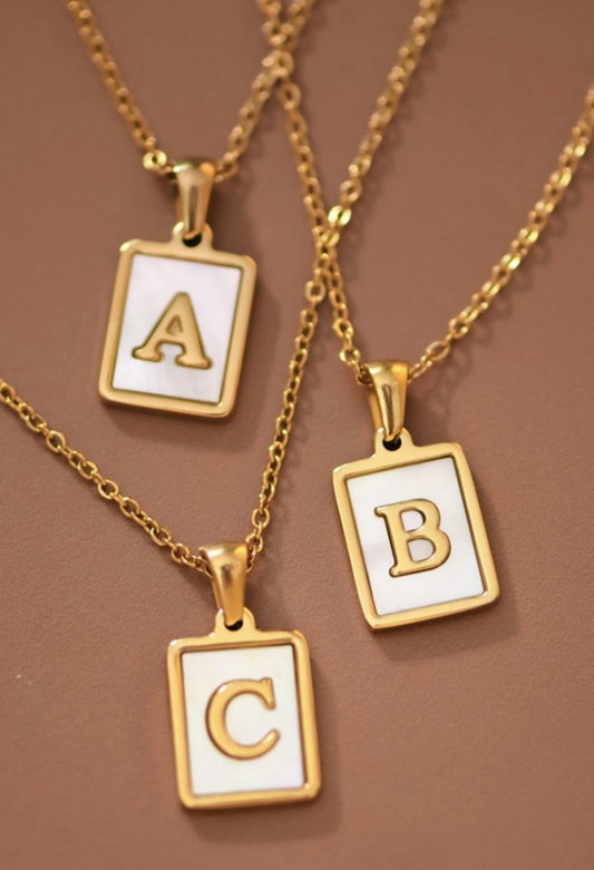 Mother of Pearl Initial Necklace