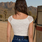 LACE FRONT BOW DETAIL SHORT SLEEVE KNIT TOP